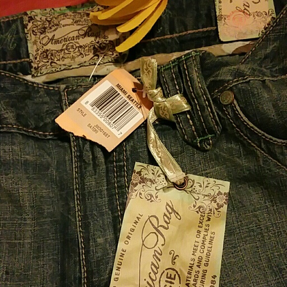 NWT AMERICAN RAG CIE High/Low Hem Flare Side Pleats 5 Pocket Frayed Hem Skirt - Picture 8 of 14